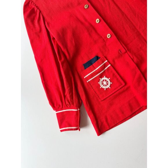 Vintage Girl's BAAL OF CANADA Red Puff Sleeve A-Line Nautical Dress, Size 9-10 - Picture 4 of 11